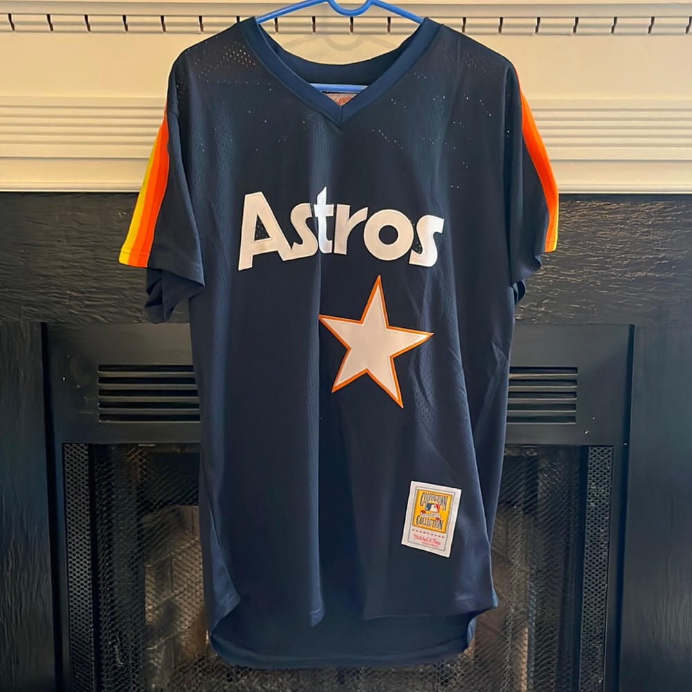 Houston Astros Throwback Jeff Bagwell Baseball Jersey Navy Stitched Men’s Large